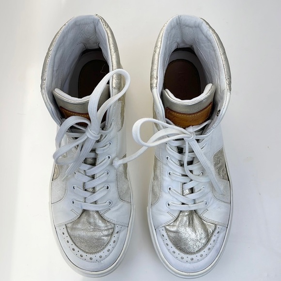 Louis Vuitton High Top Sneakers White and Silver gold Size EU 36 - Picture 9 of 12